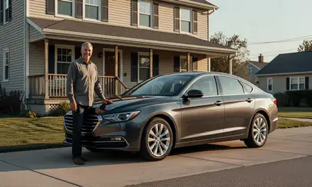 Customer with their delivered car in Newark, New Jersey, United States
