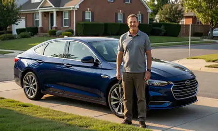 Car delivered to a driveway in Newark, New Jersey, United States