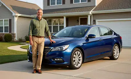 Customer with their delivered car in Passaic, New Jersey, United States