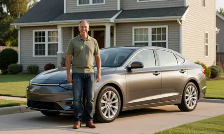 Customer with their delivered car in Perth Amboy, New Jersey, United States
