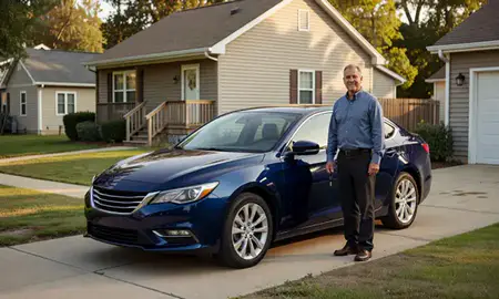 Car delivered to a driveway in Perth Amboy, New Jersey, United States