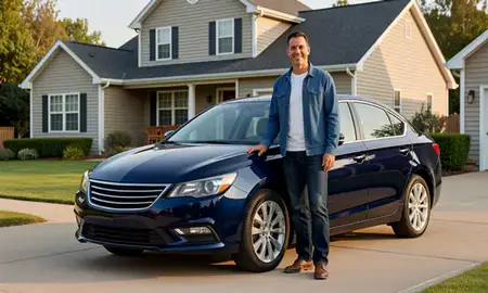 Customer with their delivered car in Plainfield, New Jersey, United States