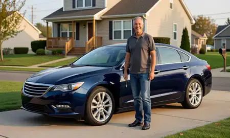 Car delivered to a driveway in Plainfield, New Jersey, United States