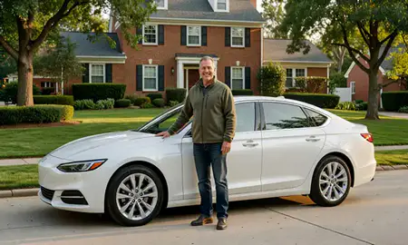 Customer with their delivered car in Princeton, New Jersey, United States