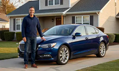 Customer with their delivered car in Rahway, New Jersey, United States