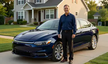Car delivered to a driveway in Rahway, New Jersey, United States
