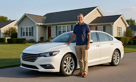 Customer with their delivered car in Sayreville, New Jersey, United States