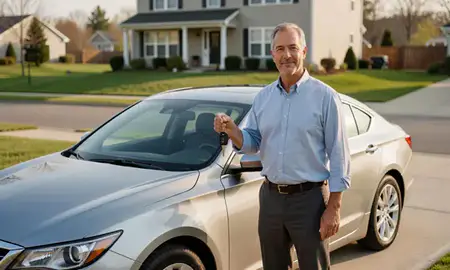Car delivered to a driveway in Sayreville, New Jersey, United States