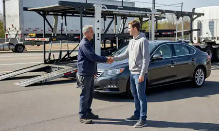 Vehicle owner beside their delivered car in Sicklerville, New Jersey, United States