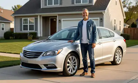 Customer with their delivered car in Trenton, New Jersey, United States