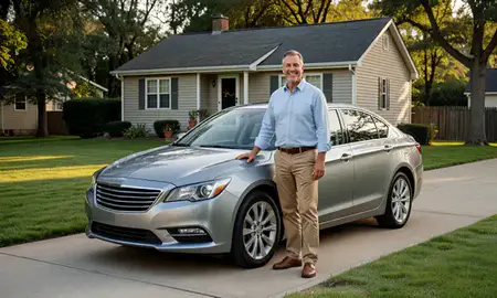 Customer with their delivered car in Vineland, New Jersey, United States