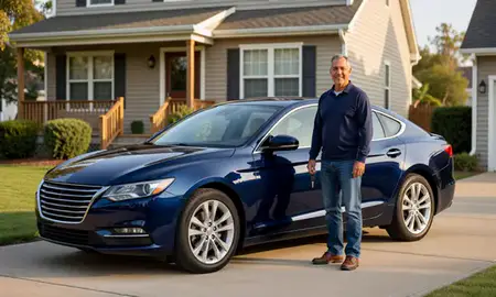 Car delivered to a driveway in Vineland, New Jersey, United States