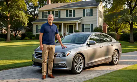 Customer with their delivered car in Westfield, New Jersey, United States
