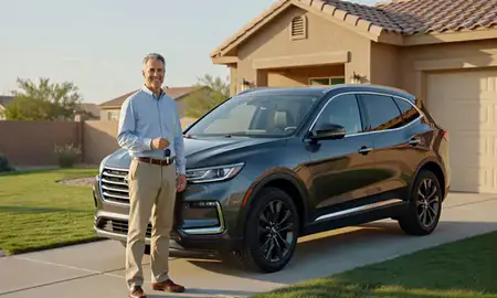 Car delivered to a driveway in Alamogordo, New Mexico, United States