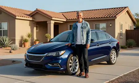 Customer with their delivered car in Artesia, New Mexico, United States