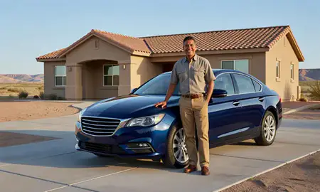 Customer with their delivered car in Bernalillo, New Mexico, United States