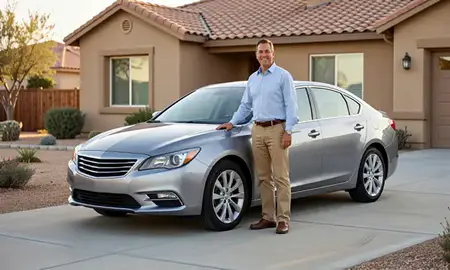 Customer with their delivered car in Carlsbad, New Mexico, United States