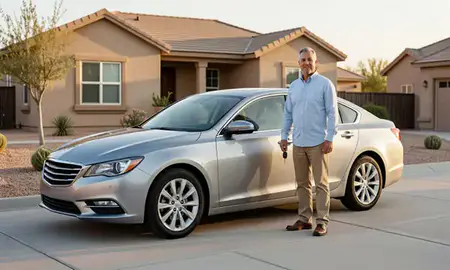 Car delivered to a driveway in Carlsbad, New Mexico, United States