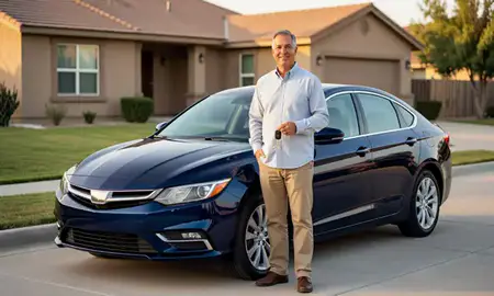 Car delivered to a driveway in Clovis, New Mexico, United States