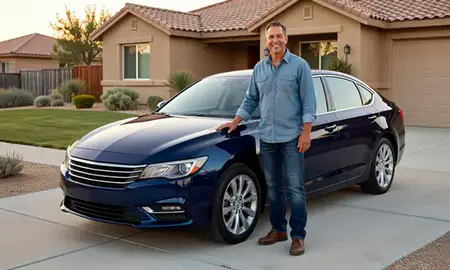 Customer with their delivered car in Farmington, New Mexico, United States