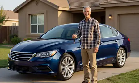 Car delivered to a driveway in Farmington, New Mexico, United States