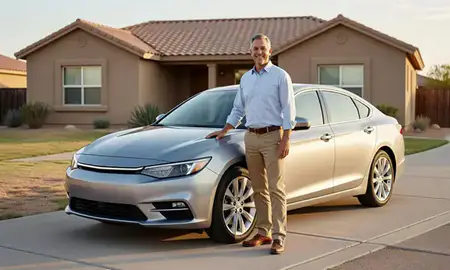 Customer with their delivered car in Hobbs, New Mexico, United States