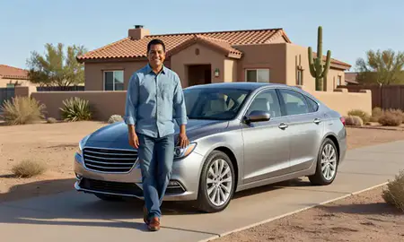 Customer with their delivered car in Las Cruces, New Mexico, United States