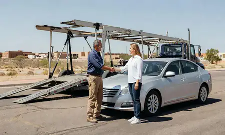 Vehicle owner beside their delivered car in Las Cruces, New Mexico, United States