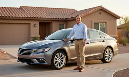Customer with their delivered car in Las Vegas, New Mexico, United States