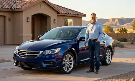 Car delivered to a driveway in Los Alamos, New Mexico, United States