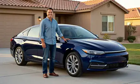 Customer with their delivered car in Lovington, New Mexico, United States