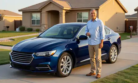 Car delivered to a driveway in Lovington, New Mexico, United States