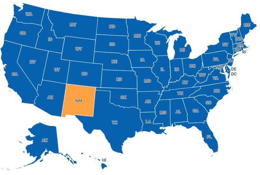 Map of New Mexico, USA