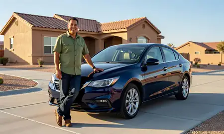 Customer with their delivered car in Rio Rancho, New Mexico, United States