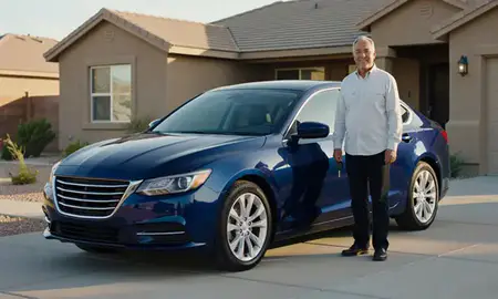 Car delivered to a driveway in Rio Rancho, New Mexico, United States