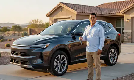 Car delivered to a driveway in Sunland Park, New Mexico, United States