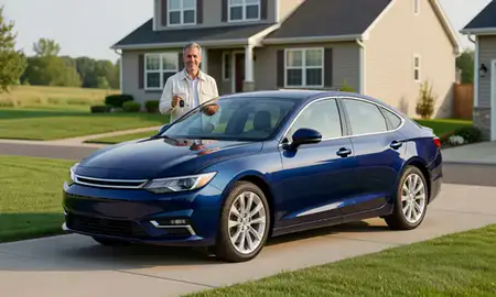 Car delivered to a driveway in Binghamton, New York, United States