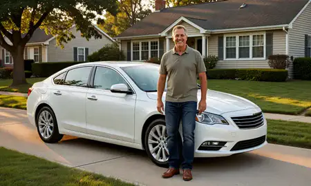 Customer with their delivered car in Brentwood, New York, United States