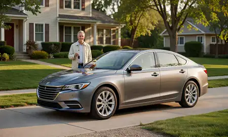 Car delivered to a driveway in Brentwood, New York, United States