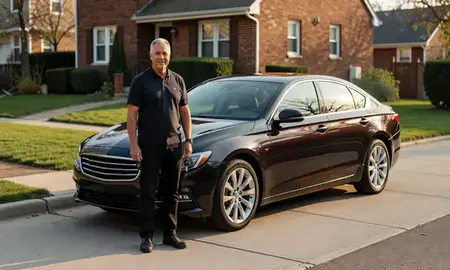 Car delivered to a driveway in Bronx, New York, United States