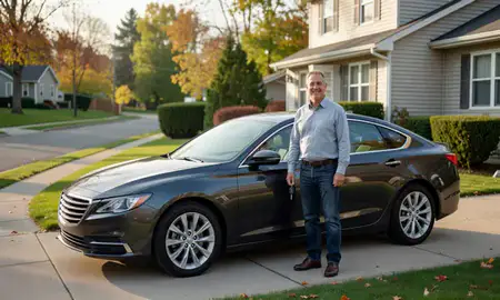 Car delivered to a driveway in Buffalo, New York, United States