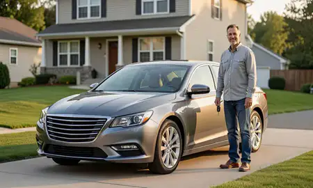 Car delivered to a driveway in Elmont, New York, United States