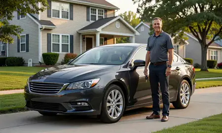 Car delivered to a driveway in Freeport, New York, United States