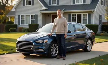 Customer with their delivered car in Glens Falls, New York, United States