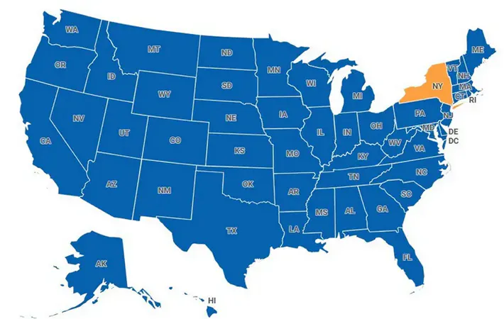 Map of New York, United States