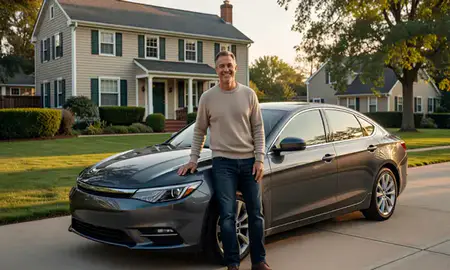 Customer with their delivered car in Mount Vernon, New York, United States