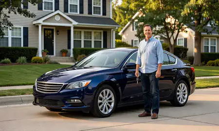 Car delivered to a driveway in Mount Vernon, New York, United States