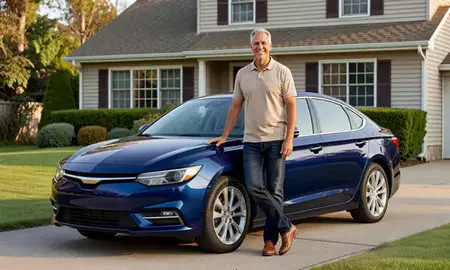 Customer with their delivered car in Niagara Falls, New York, United States