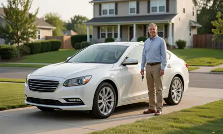 Car delivered to a driveway in Poughkeepsie, New York, United States
