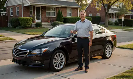 Car delivered to a driveway in Queens, New York, United States